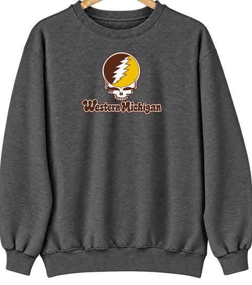 Western Michigan Stealie Premium Unisex Crewneck — Dark Heather