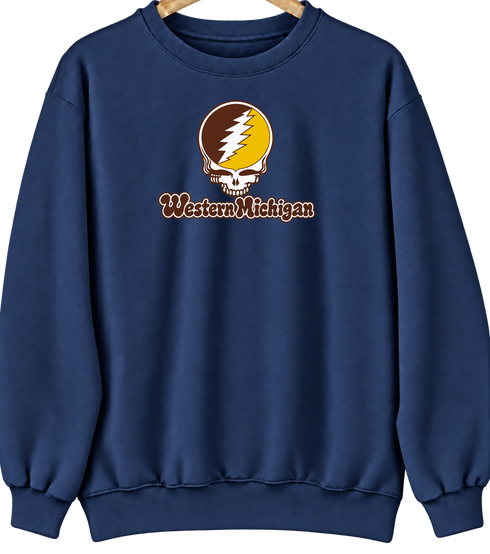 Western Michigan Stealie Premium Unisex Crewneck — Navy