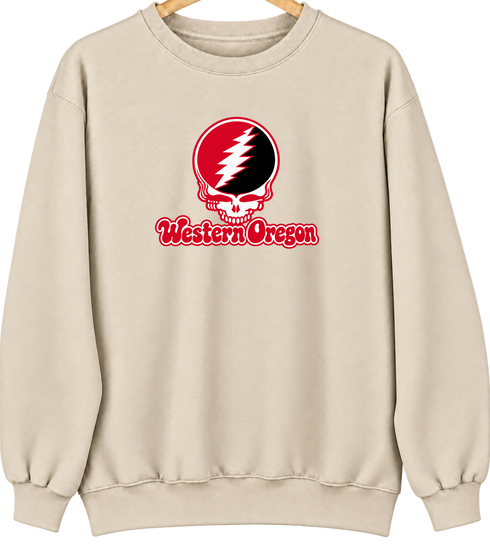 Western Oregon Stealie Premium Unisex Crewneck — Design: Western Oregon University — Sand