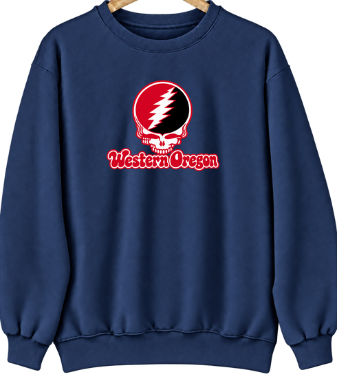 Western Oregon Stealie Premium Unisex Crewneck — Design: Western Oregon University — Navy