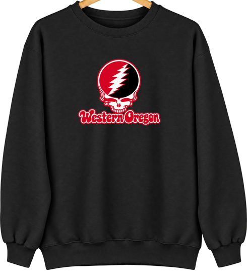 Western Oregon Stealie Premium Unisex Crewneck — Design: Western Oregon University — Black