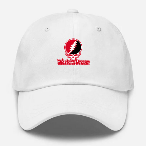 Western Oregon Stealie Premium Unisex Dad Hat — Design: Western Oregon University — White
