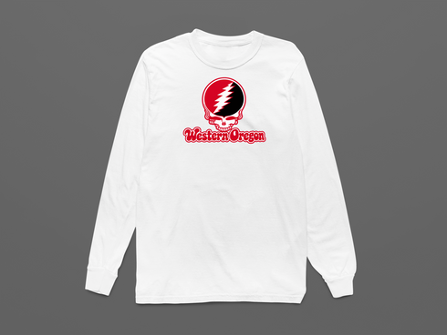 Western Oregon Stealie Premium Unisex Long-Sleeve — Design: Western Oregon University — White