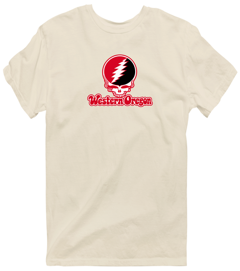 Western Oregon Stealie Premium Unisex T-Shirt — Design: Western Oregon University — Sand
