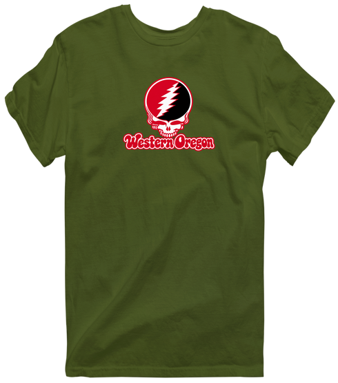 Western Oregon Stealie Premium Unisex T-Shirt — Design: Western Oregon University — Military Green