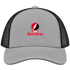 Western Oregon Stealie Premium Unisex Trucker Cap — Design: Western Oregon University — Heather Grey/Black