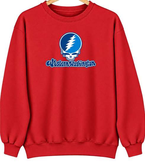 Western Washington Stealie Premium Unisex Crewneck — Design: Western Washington University — Red