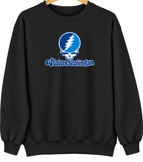 Western Washington Stealie Premium Unisex Crewneck — Design: Western Washington University — Black
