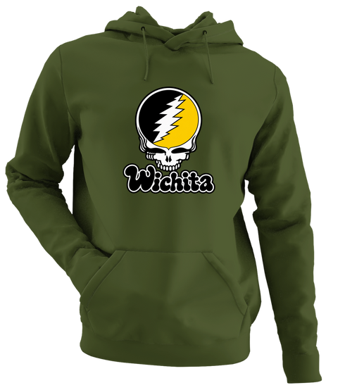 Wichita Stealie Premium Unisex Hoodie — Design: Wichita State University — Military Green