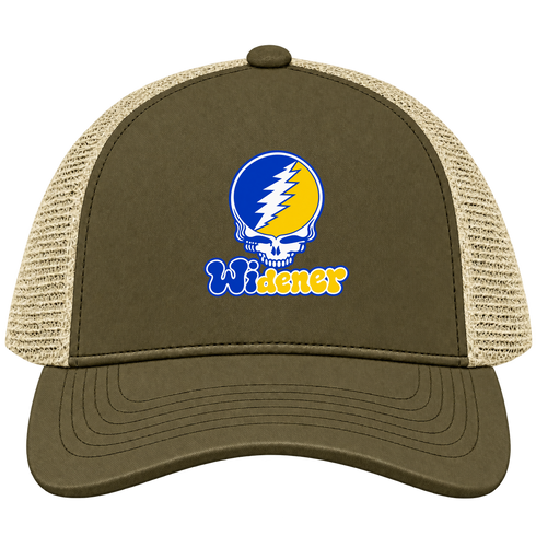 Widener Stealie Premium Unisex Trucker Cap — Design: Widener University — Moss/Khaki