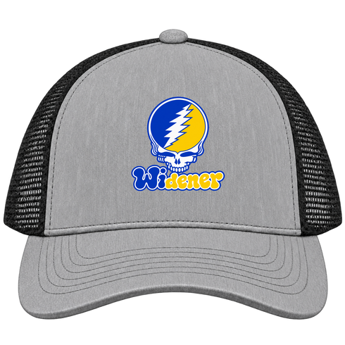 Widener Stealie Premium Unisex Trucker Cap — Design: Widener University — Heather Grey/Black