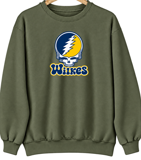 Wilkes Stealie Premium Unisex Crewneck — Design: Wilkes — Military Green