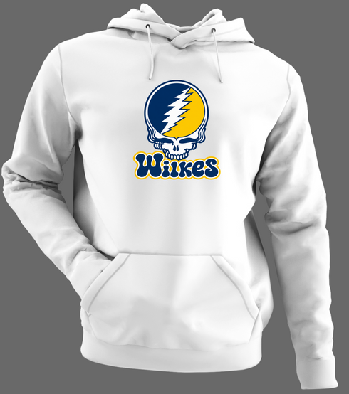 Wilkes Stealie Premium Unisex Hoodie — Design: Wilkes — White/Grey