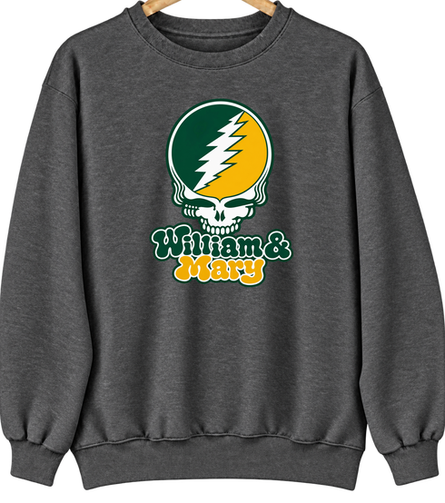William & Mary Stealie Premium Unisex Crewneck — Design: William & Mary — Dark Heather