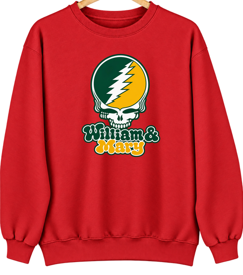 William & Mary Stealie Premium Unisex Crewneck — Design: William & Mary — Red