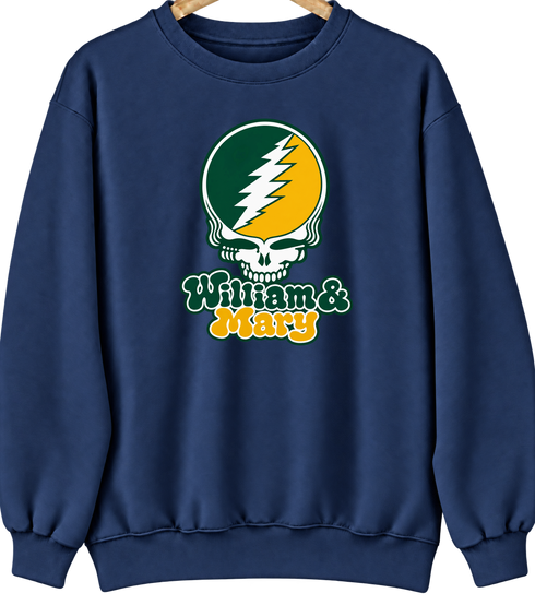 William & Mary Stealie Premium Unisex Crewneck — Design: William & Mary — Navy