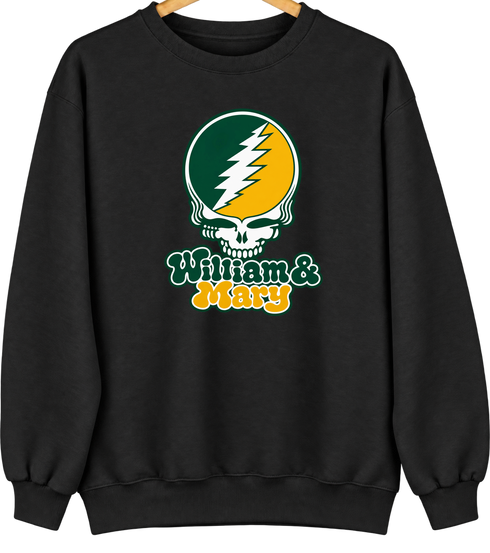 William & Mary Stealie Premium Unisex Crewneck — Design: William & Mary — Black