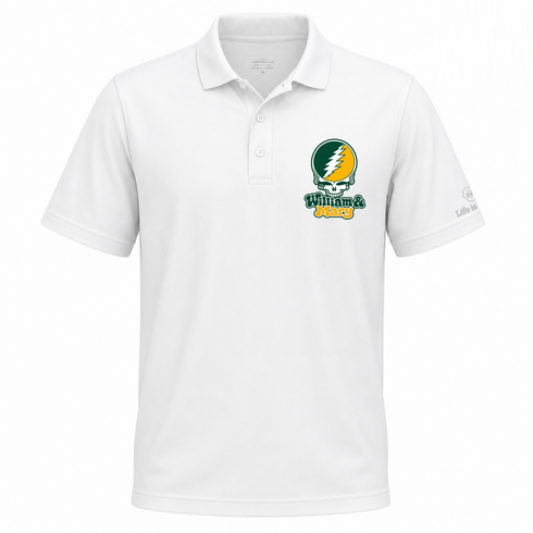 William & Mary Stealie Premium Unisex Polo — Design: William & Mary — White