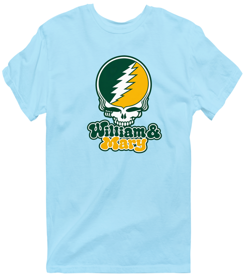 William & Mary Stealie Premium Unisex T-Shirt — Design: William & Mary — Light Blue