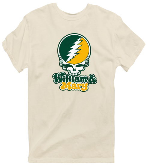 William & Mary Stealie Premium Unisex T-Shirt — Design: William & Mary — Sand