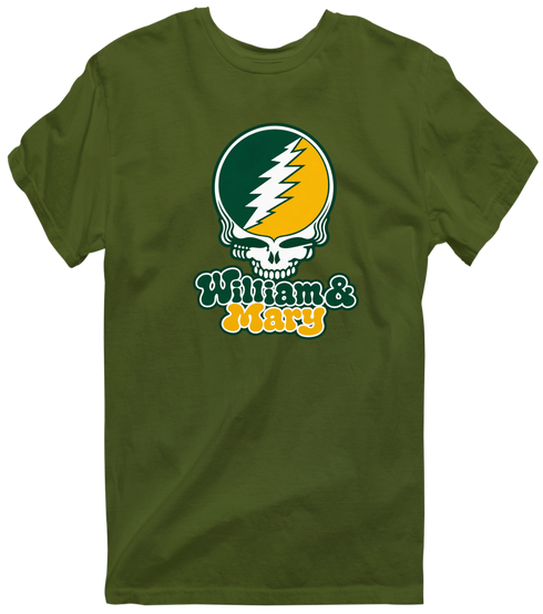 William & Mary Stealie Premium Unisex T-Shirt — Design: William & Mary — Military Green