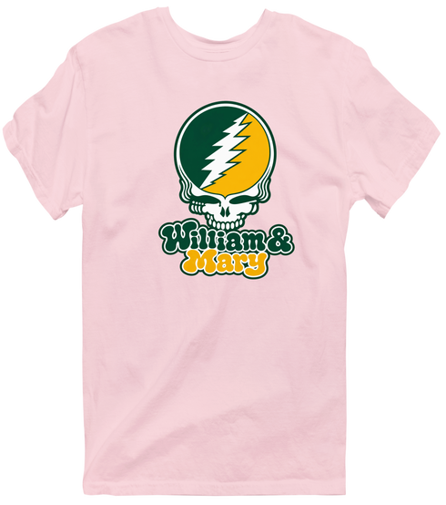 William & Mary Stealie Premium Unisex T-Shirt — Design: William & Mary — Light Pink