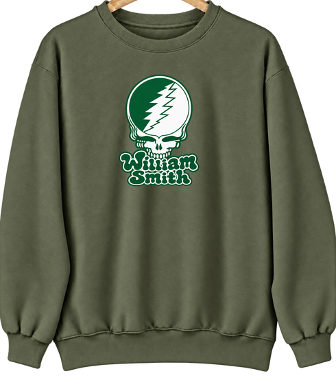 William Smith Stealie Premium Unisex Crewneck — Design: William Smith College — Military Green