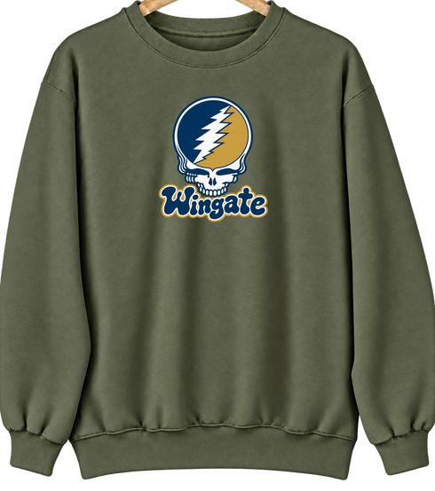 Wingate Stealie Premium Unisex Crewneck — Design: Wingate University — Military Green