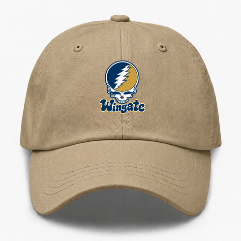 Wingate Stealie Premium Unisex Dad Hat — Design: Wingate University — Khaki