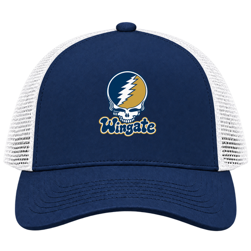 Wingate Stealie Premium Unisex Trucker Cap — Design: Wingate University — Navy/White