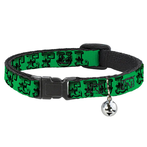 Grateful Dead - Cat Collar Breakaway - Grateful Dead Text w Skull & Roses Green - StealieShop