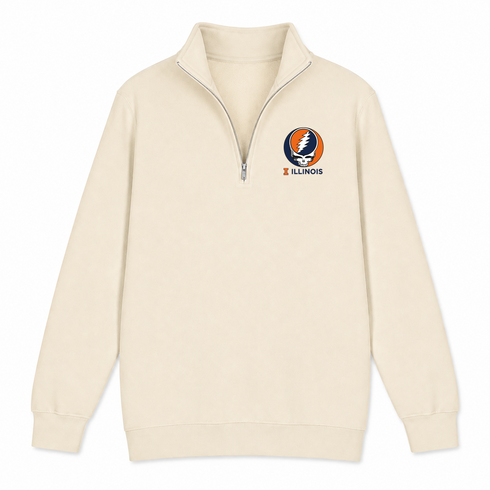 University of Illinois - Premium Grateful Dead Quarter-Zip Pullover - Sand - 1