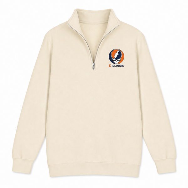 University of Illinois - Premium Grateful Dead Quarter-Zip Pullover - Sand - 1