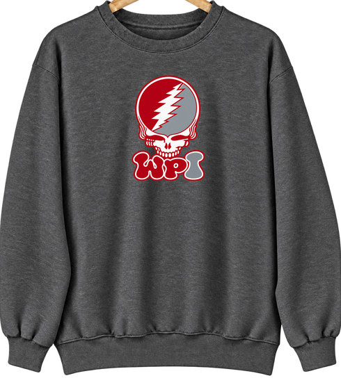 Worcester Poly Stealie Premium Unisex Crewneck — Design: Worcester Polytechnic Institute — Dark Heather