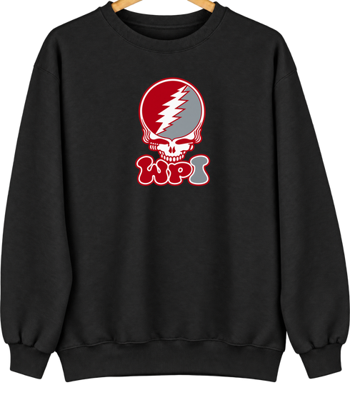 Worcester Poly Stealie Premium Unisex Crewneck — Design: Worcester Polytechnic Institute — Black