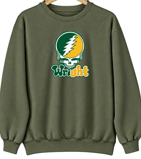 Wright State Stealie Premium Unisex Crewneck — Design: Wright State University — Military Green