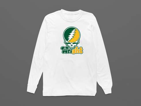 Wright State Stealie Premium Unisex Long-Sleeve — Design: Wright State University — White
