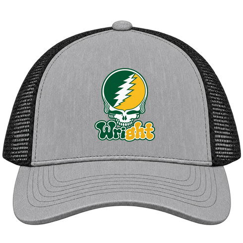 Wright State Stealie Premium Unisex Trucker Cap — Design: Wright State University — Heather Grey/Black
