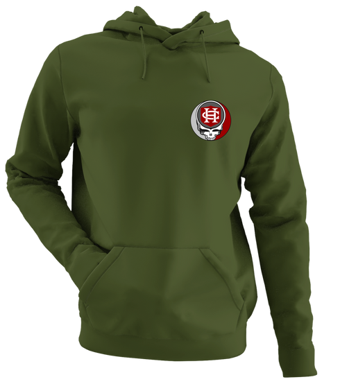 Hanover College - Premium Grateful Dead Left Chest Hoodie - Military Green - 7