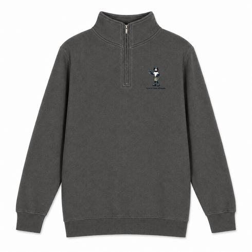 Jerry's Livin' The Dream - Life is dead.® - Premium Grateful Dead Quarter-Zip Pullover - Charcoal - 5