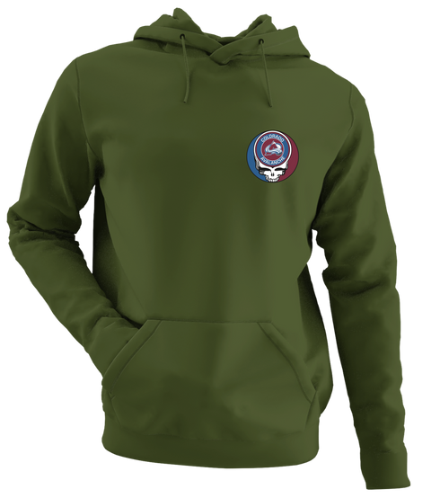 Colorado Avalanche - Premium Grateful Dead Left Chest Hoodie - Military Green - 7