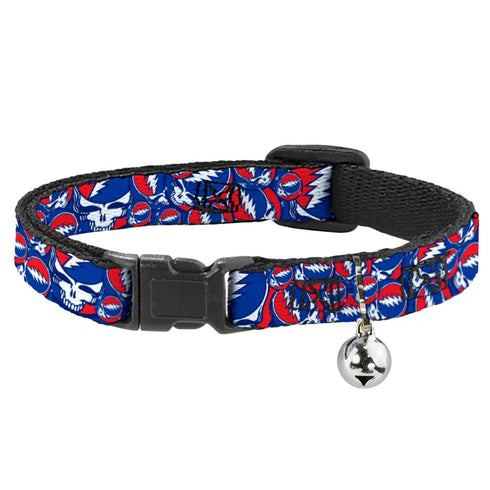 Grateful Dead - Cat Collar Breakaway - Steal Your Face Stacked Red White Blue - StealieShop
