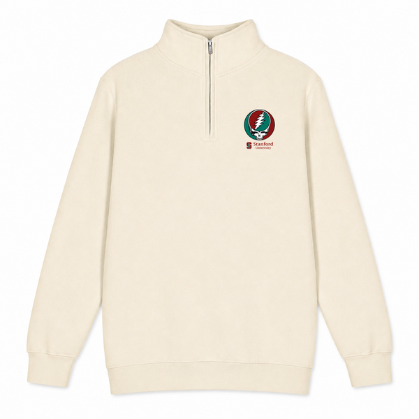 Stanford University - Premium Grateful Dead Quarter-Zip Pullover - Sand - 1
