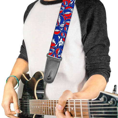 Grateful Dead - Guitar Strap - Steal Your Face Stacked Red White Blue - StealieShop