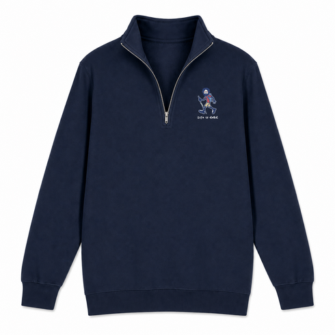 Hikin' Jerry - Life is dead.® - Premium Grateful Dead Quarter-Zip Pullover - Navy - 4