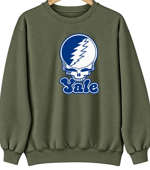 Yale Stealie Premium Unisex Crewneck — Design: Yale University — Military Green