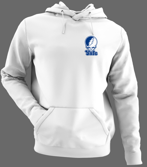 Yale Stealie Premium Unisex Hoodie — Design: Yale University — White/Grey