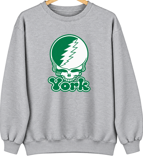 York Stealie Premium Unisex Crewneck — Design: York College — Sport Grey