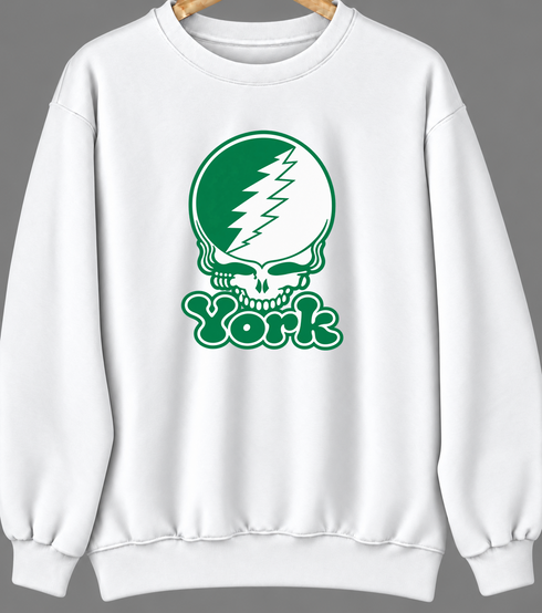 York Stealie Premium Unisex Crewneck — Design: York College — White