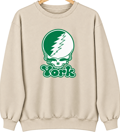 York Stealie Premium Unisex Crewneck — Design: York College — Sand